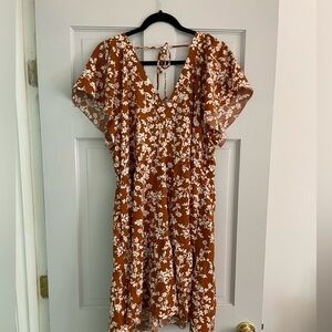 Old Navy Rust Floral Midi Dress